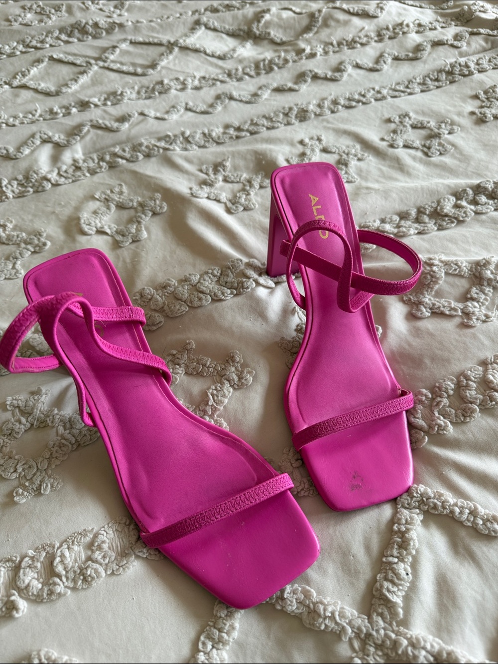 Aldo Pink Strappy Block Heel Sandals